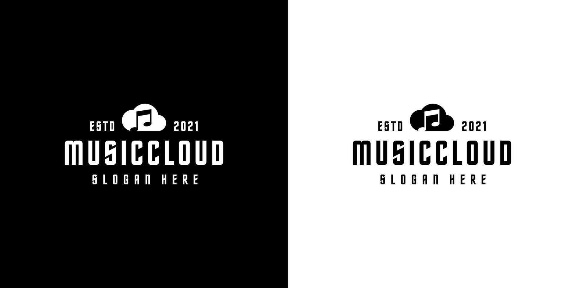Musik Wolke Logo Vektor Design Silhouette Stil