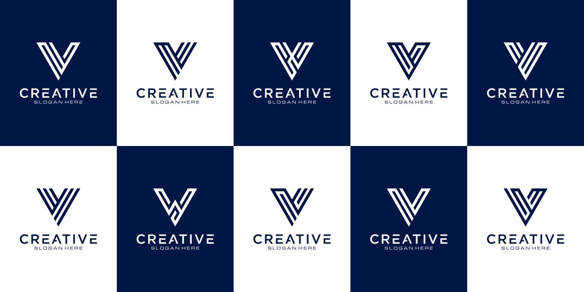 uppsättning av initial bokstav v logotyp formgivningsmall. ikoner för affärer av lyx, elegant, enkel vektor
