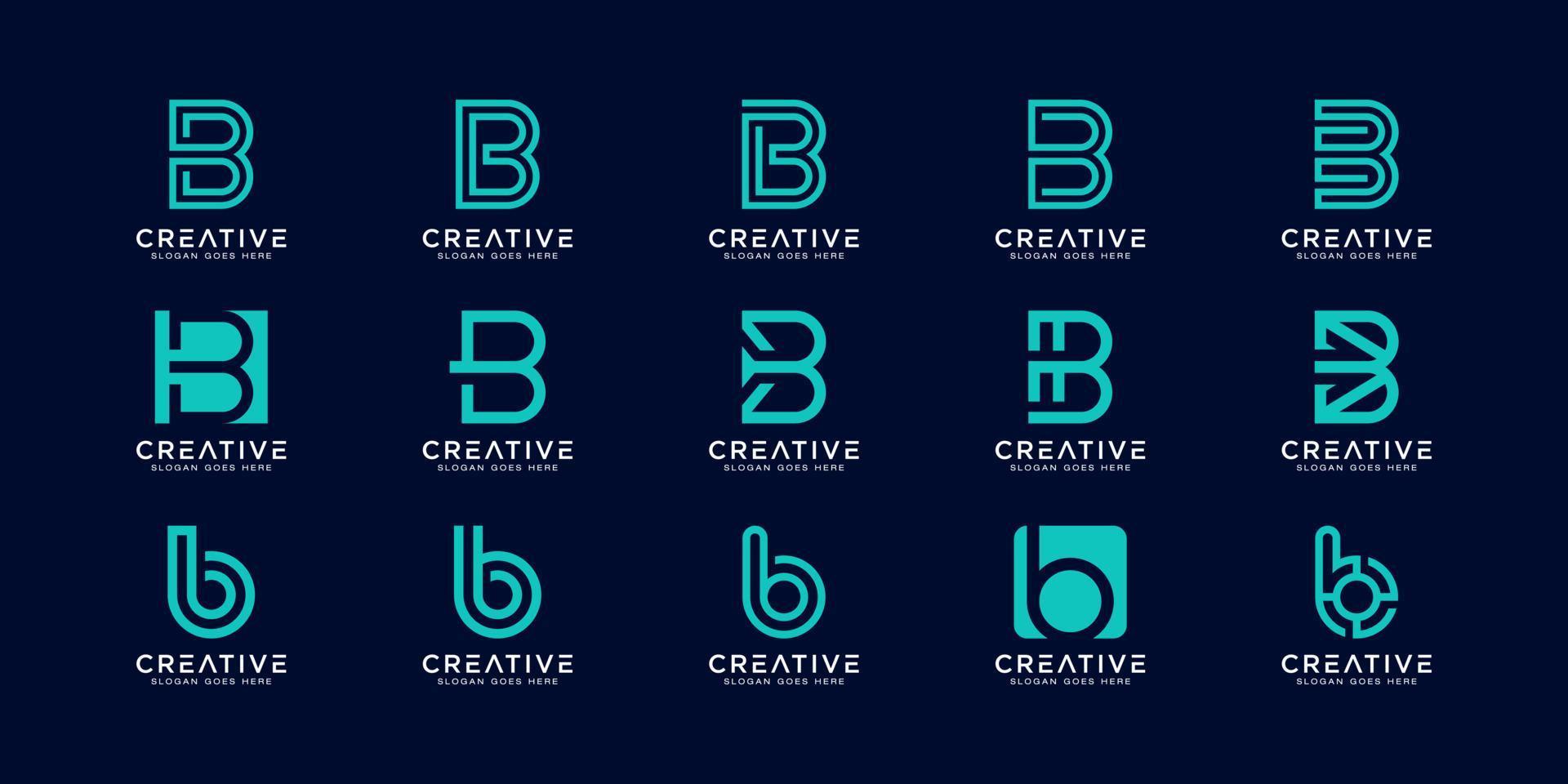 uppsättning av initial bokstaven b abstrakt vektor logotyp formgivningsmall. kreativa typografiska koncept ikon