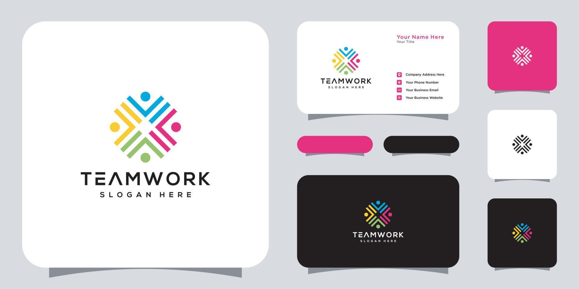 Teamwork-Menschen-Community-Logo-Design vektor