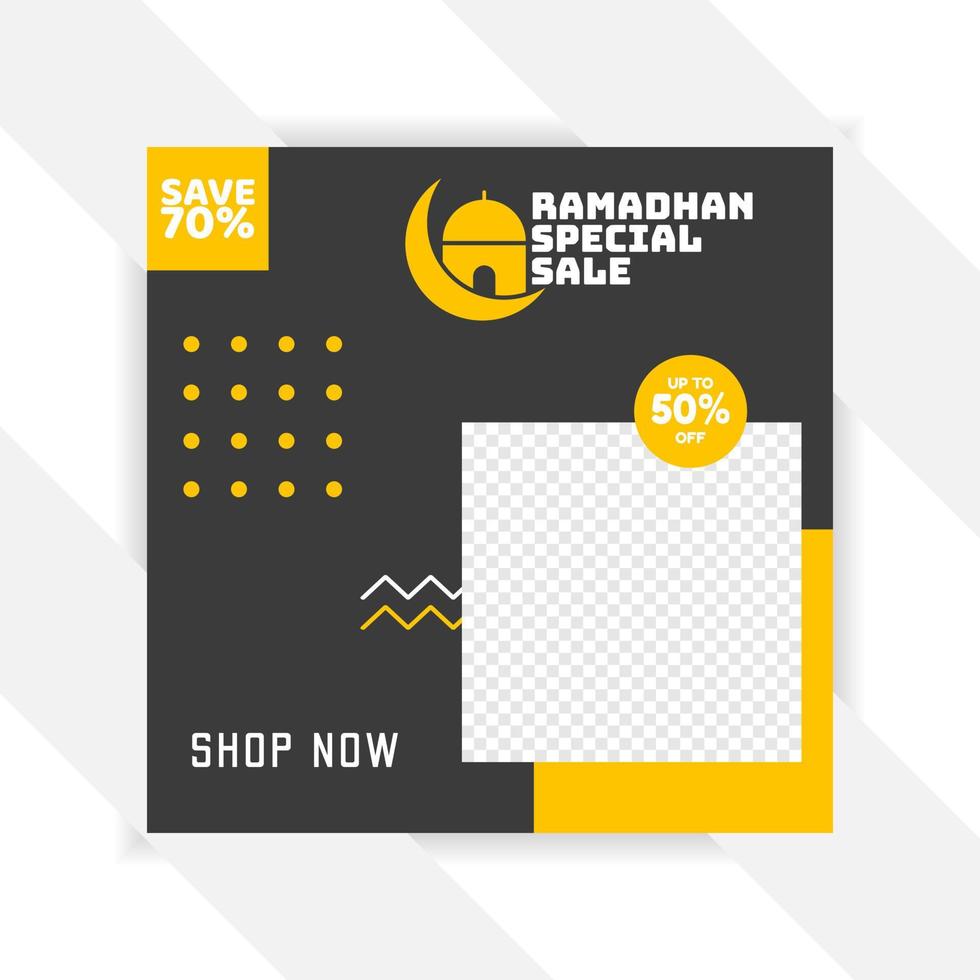 Ramadan-Social-Media-Paket. Business-Präsentationsvorlage. satz moderner quadratischer blog-posts editierbarer einfacher info-banner, trendige buchcover-idee. minimal. für app, digitaler anzeigestil für webmail. vektor