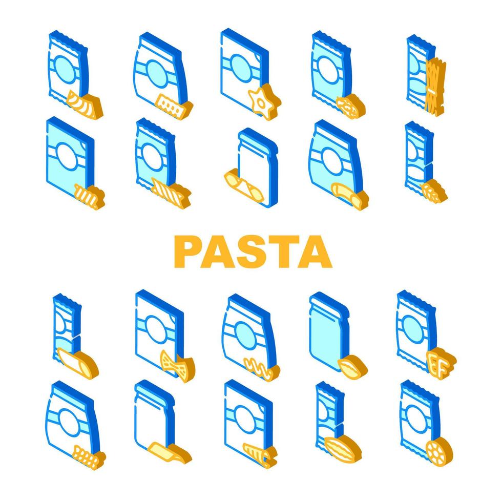 Pasta-Lebensmittelpaket-Sammlungsikonen stellten Vektor ein