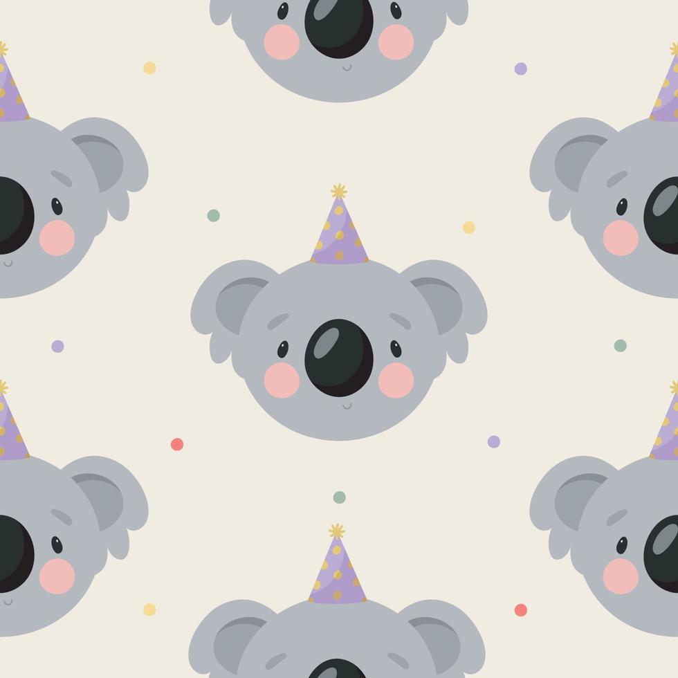 mönster med söt koala. illustration i vektor. för gratulationskort, affischer, banderoller, kortet eller pinnen, tryck på förpackningen, tryck på kläder, tyg, tapeter. vektor