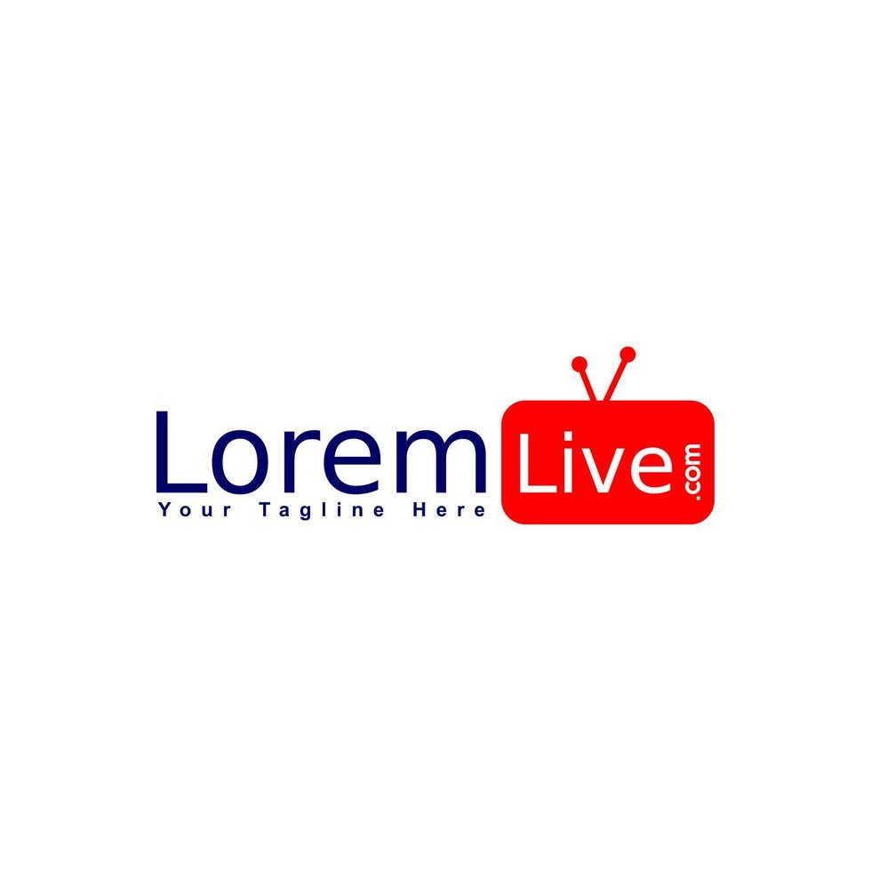 online-tv-kanal logotyp koncept, live streaming logotyp designmall, röd tv-ikon vektor