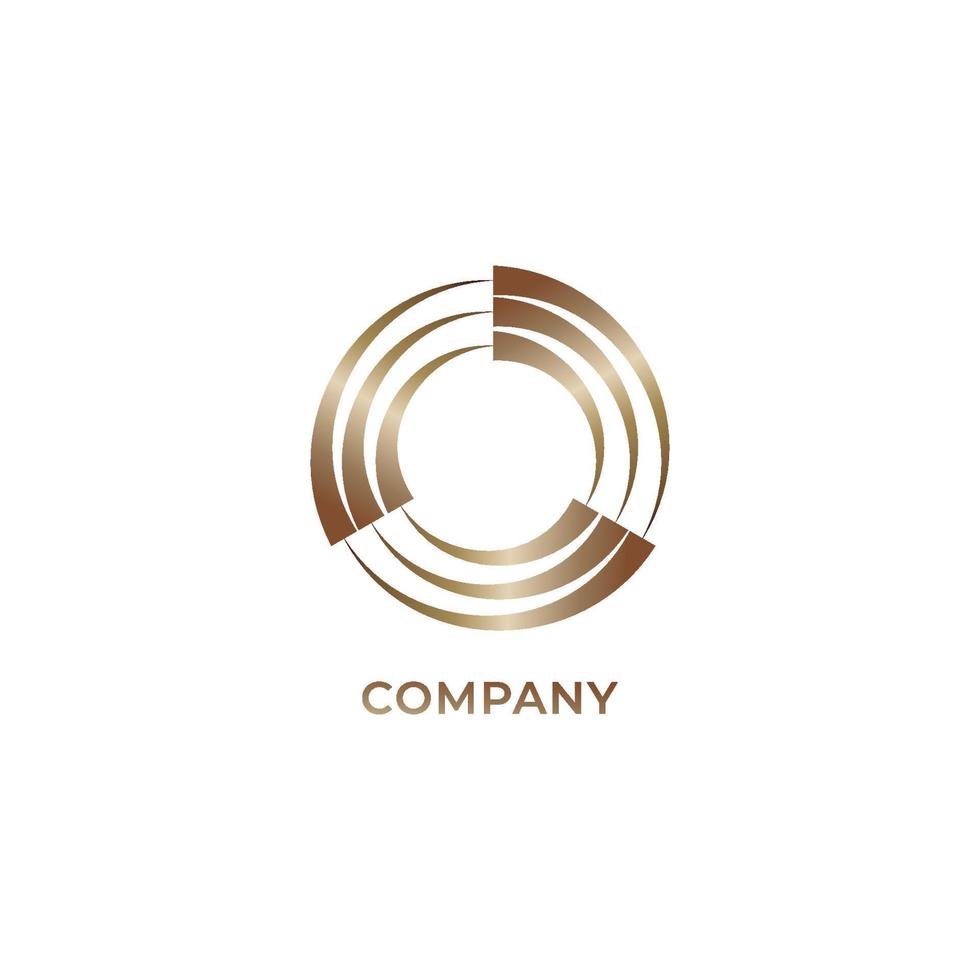Designvorlage für das Logo des goldenen Vortex-Kreises. Recycling-Logo-Konzept isoliert auf weißem Hintergrund vektor