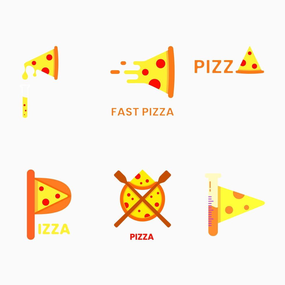 Sammlung von Pizza-Logo-Konzept. essen, flach, kombination, modernes und einfaches logo. geeignet für logo, symbol, symbol und zeichen. wie Essen und Fast-Food-Logo vektor