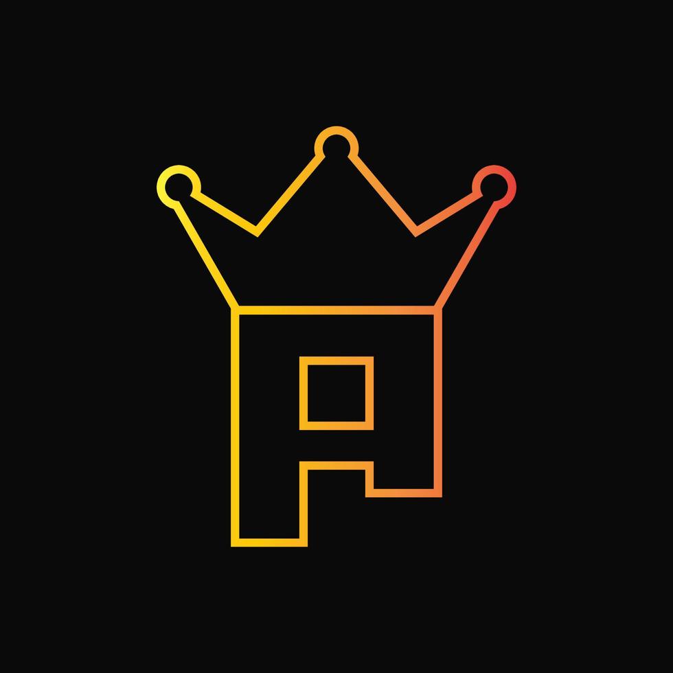 Buchstabe a und Krone-Logo-Konzept. abstraktes, minimalistisches, modernes, elegantes, linienförmiges und einzigartiges Logo. orange und gelb. geeignet für logo, symbol, symbol und zeichen. wie Anfangslogo vektor
