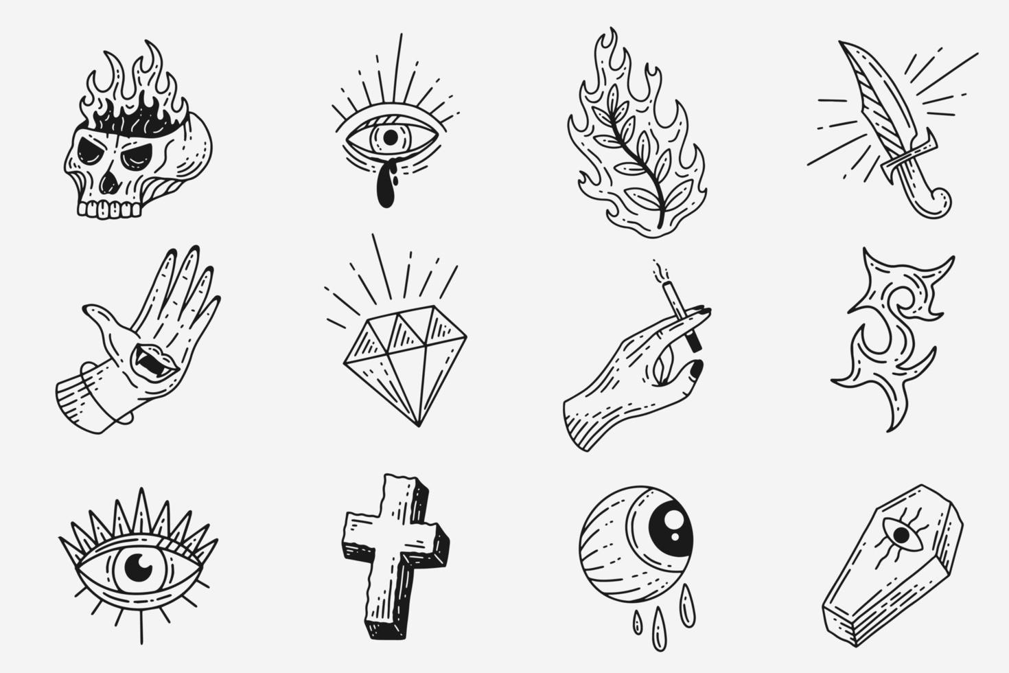 set sammlung mystisch himmlisch clipart symbol raum gekritzel esoterische elemente vintage illustration vektor