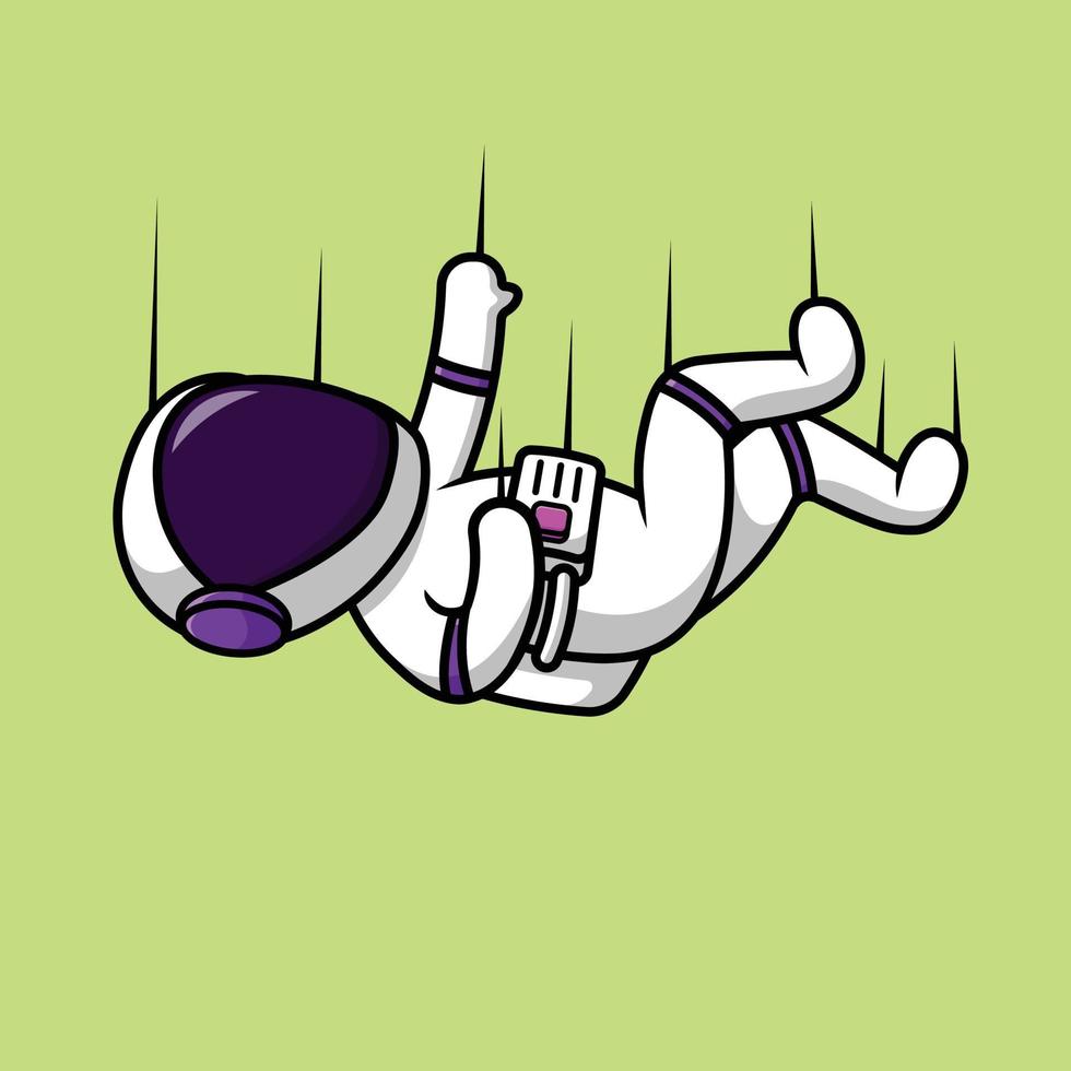 söt astronaut fallit tecknad vektor ikonillustration. vetenskap teknik ikon koncept isolerade premium vektor