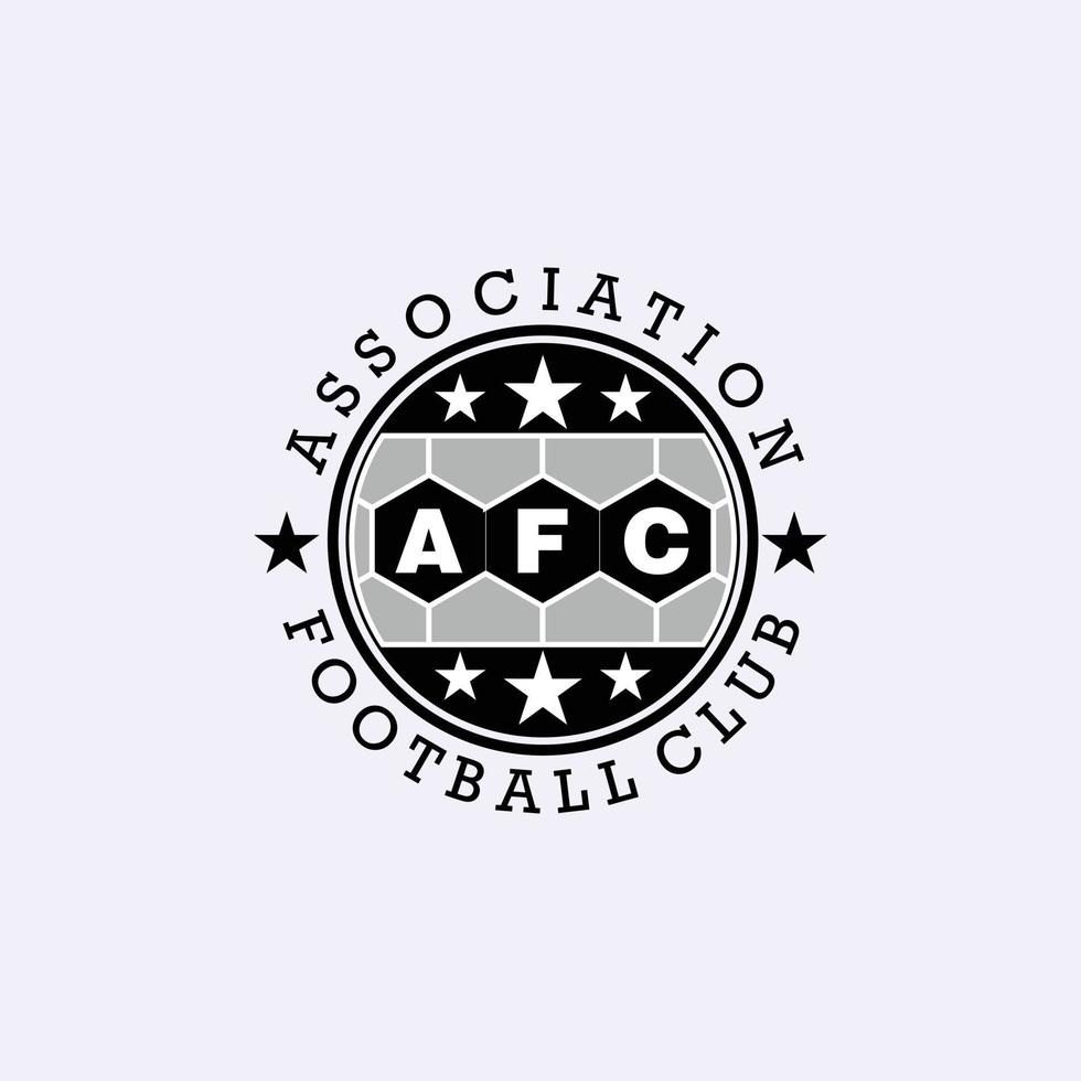 Buchstabe afc alphabetisches Logo-Design-Vorlage, Vereins-Fußballverein-Logo-Konzept, schwarz, grau, Emblem, Ellipse, abgerundetes Logo, Sternelement, sechseckig vektor