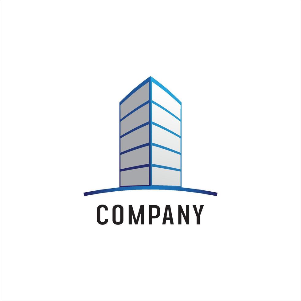Blaue Gebäude-Immobilien-Logo-Design-Vorlage vektor