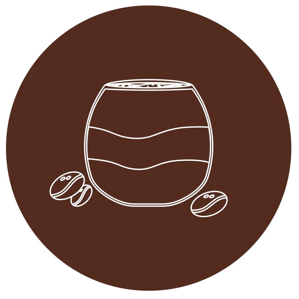 Kaffeetasse im linearen Stil, Doodle, Kaffeebohnen für Logo, Cover vektor