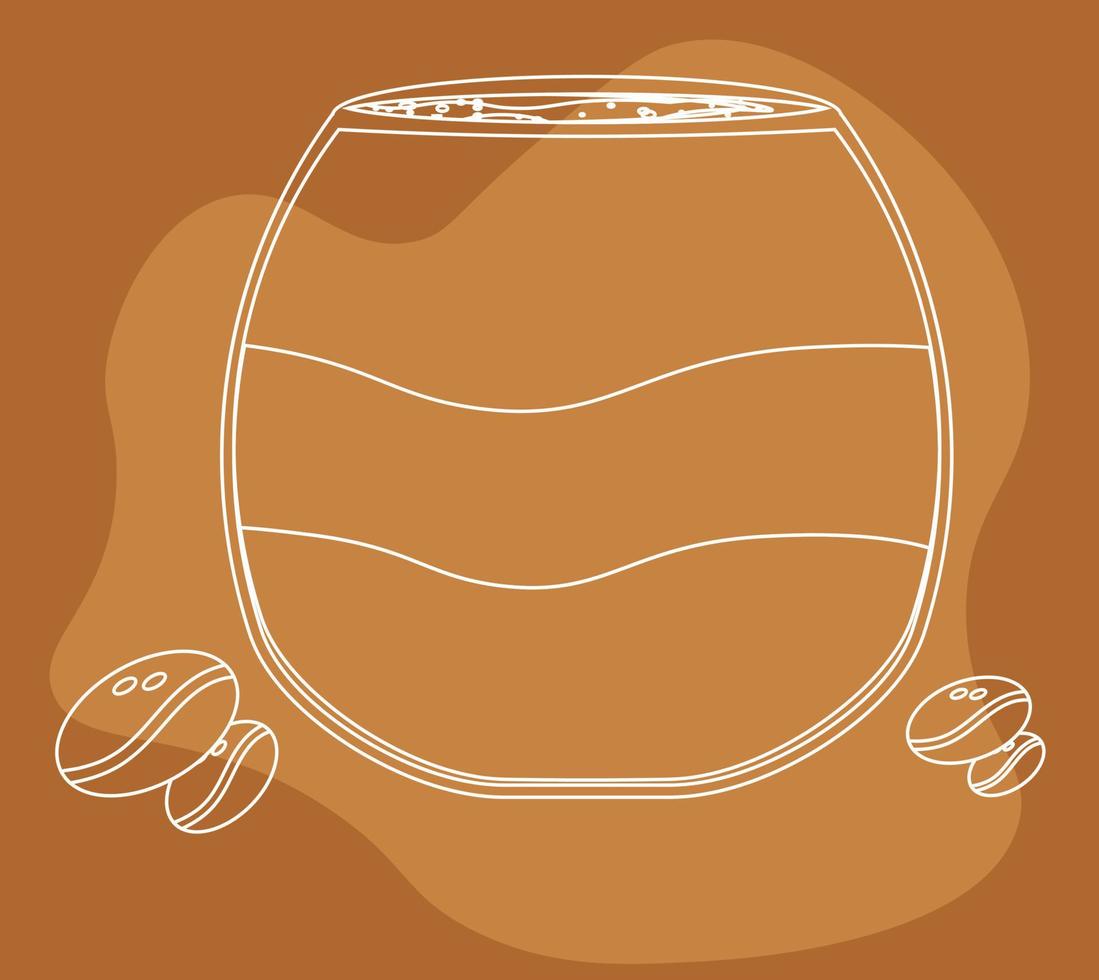 Kaffeetasse im linearen Stil, Doodle, Kaffeebohnen für Logo, Cover vektor