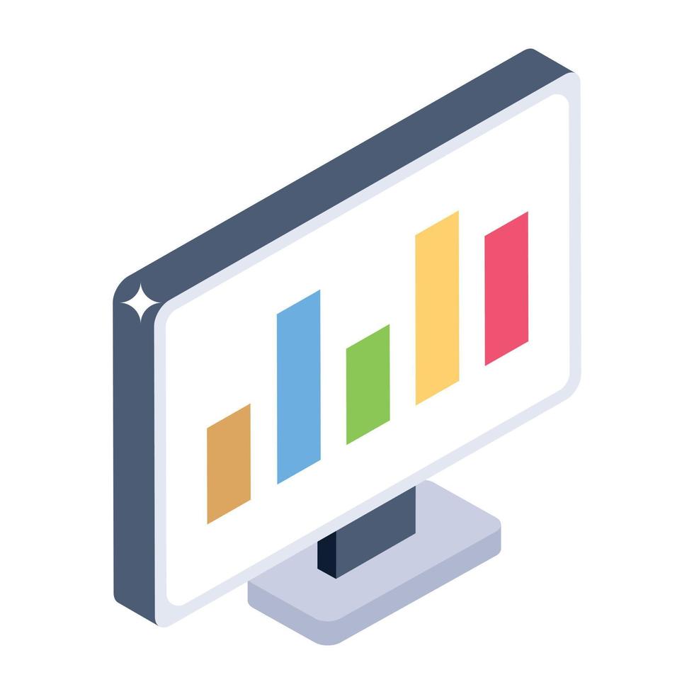 Sehen Sie sich diese moderne isometrische Ikone der Online-Analyse an vektor