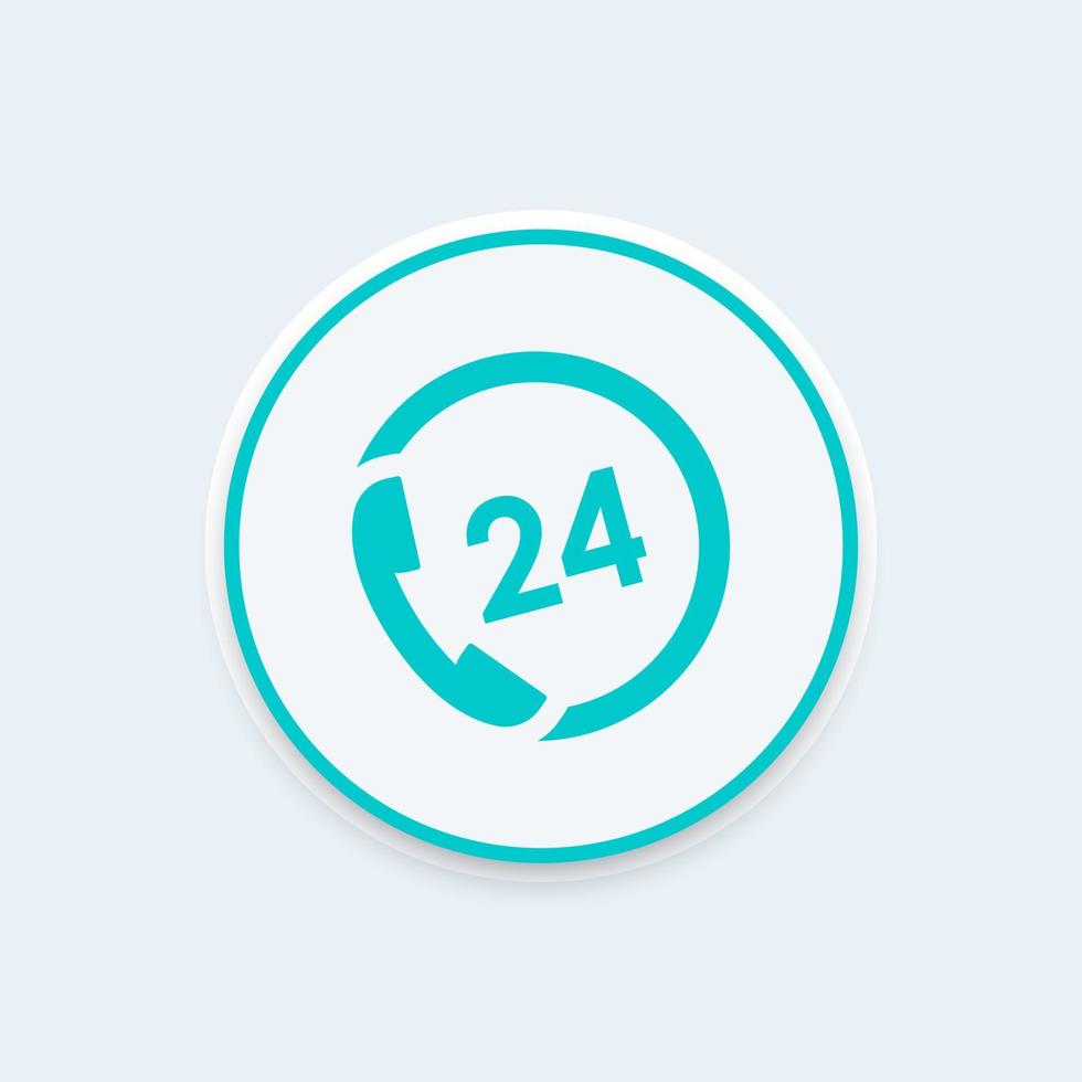 24-Stunden-Service-Symbol, Support, Telefon, rufen Sie uns an vektor