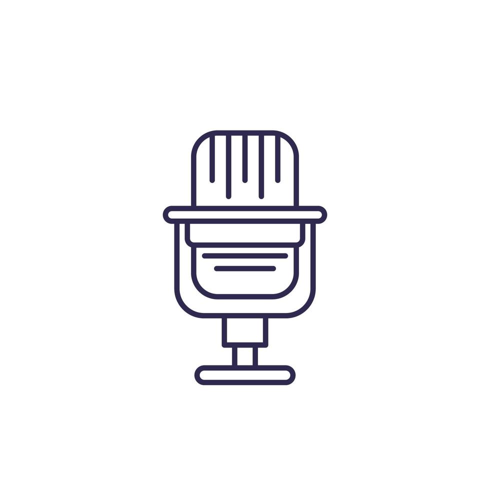 mikrofonlinjeikon för podcastlogotypdesign vektor