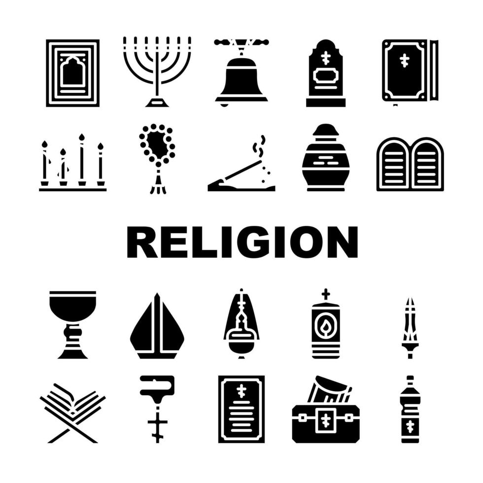 religion helig bön samling ikoner set vektor