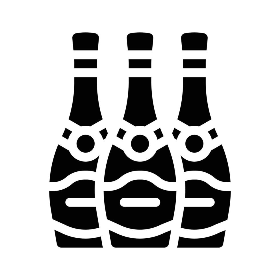 Sektflaschen Glyph Symbol Vektor Illustration Zeichen