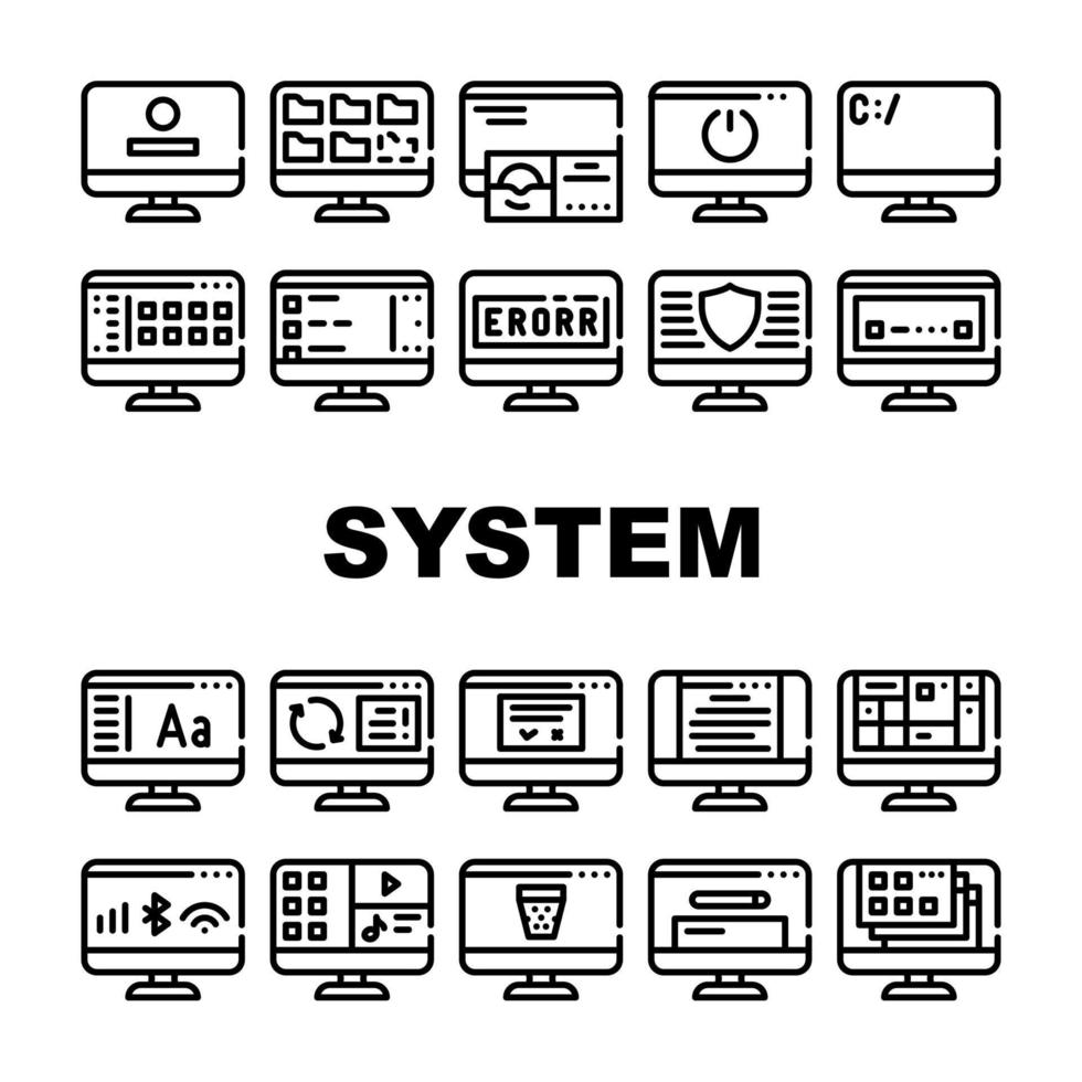 operativsystem pc samling ikoner set vektor