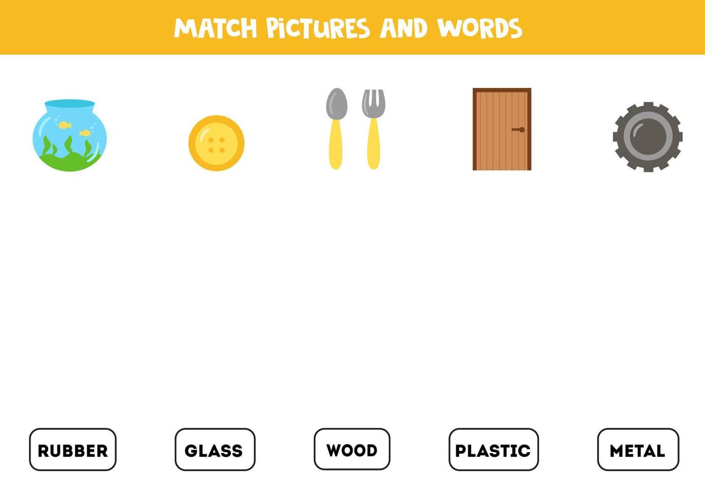 Bilder und Wörter zuordnen. logisches Puzzle für Kinder. vektor