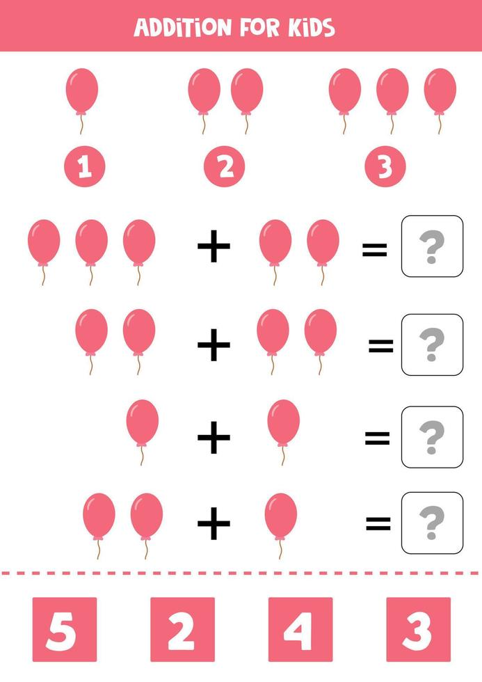 Ergänzung für Kinder mit süßem rosa Luftballon. vektor