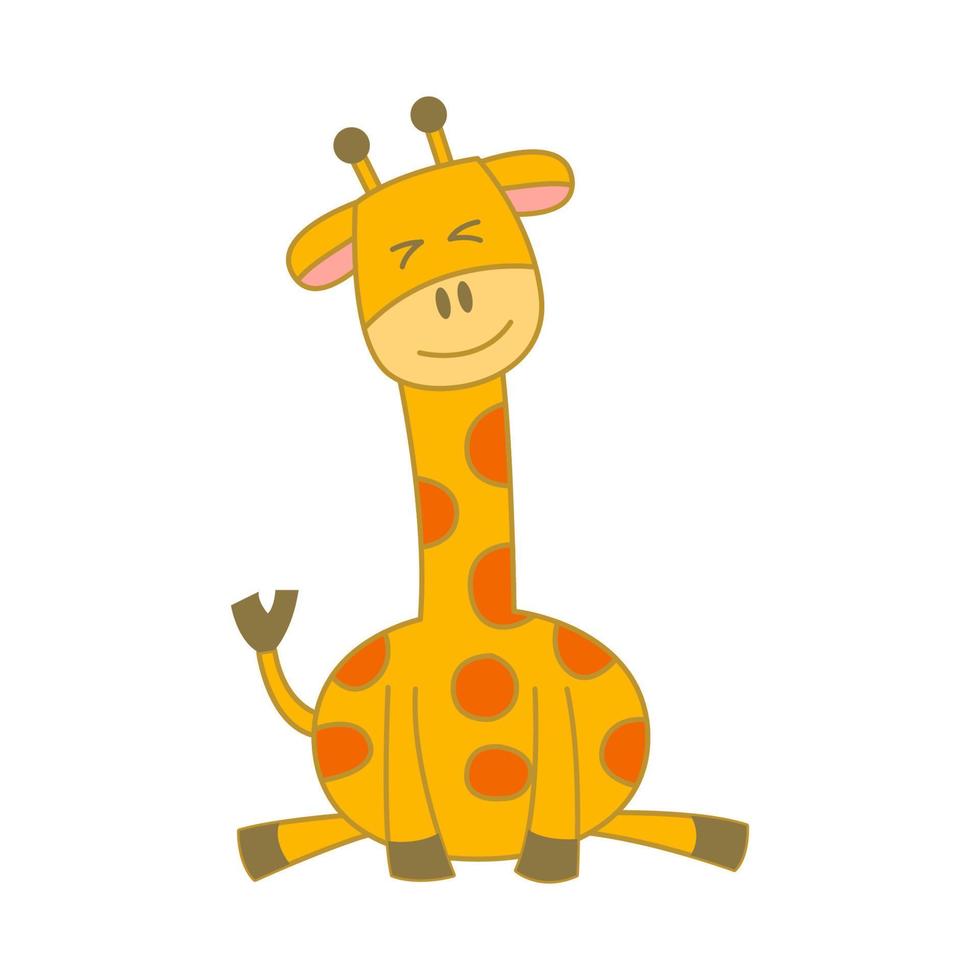 niedliches tier der giraffe auf karikaturversion vektor