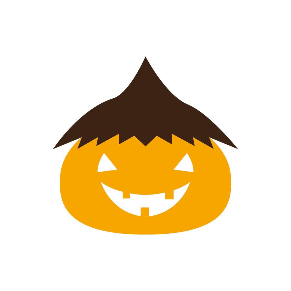 Gesicht glücklich Cartoon-Kürbis mit Hut-Logo-Design, Vektorgrafik Symbol Symbol Illustration kreative Idee vektor