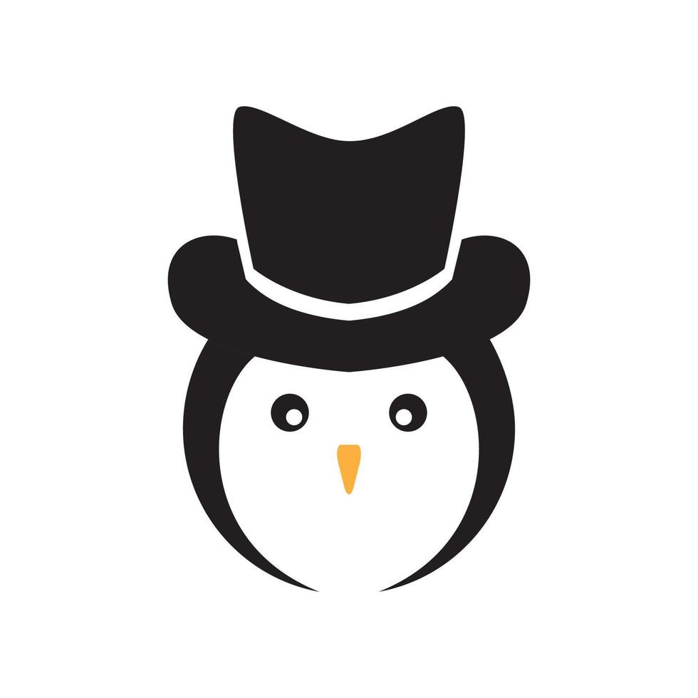 liten pingvin söt med magisk hatt logotyp design vektor grafisk symbol ikon illustration kreativ idé