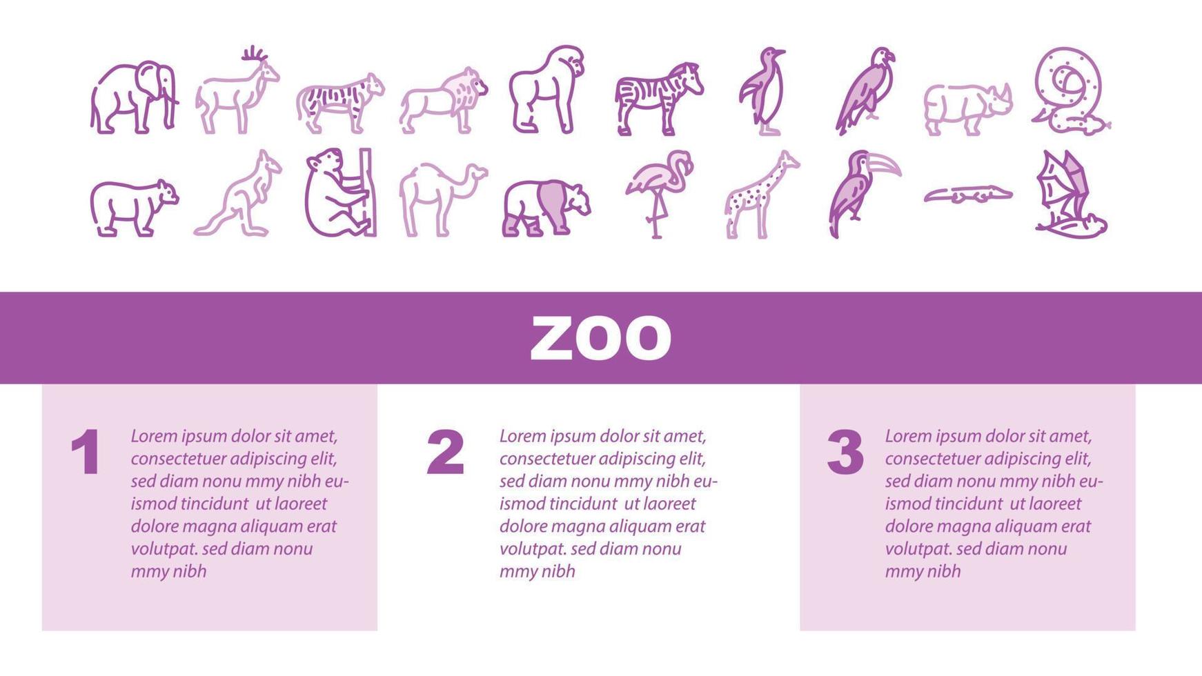 djurparksdjur, fåglar och ormlandningshuvudvektor vektor