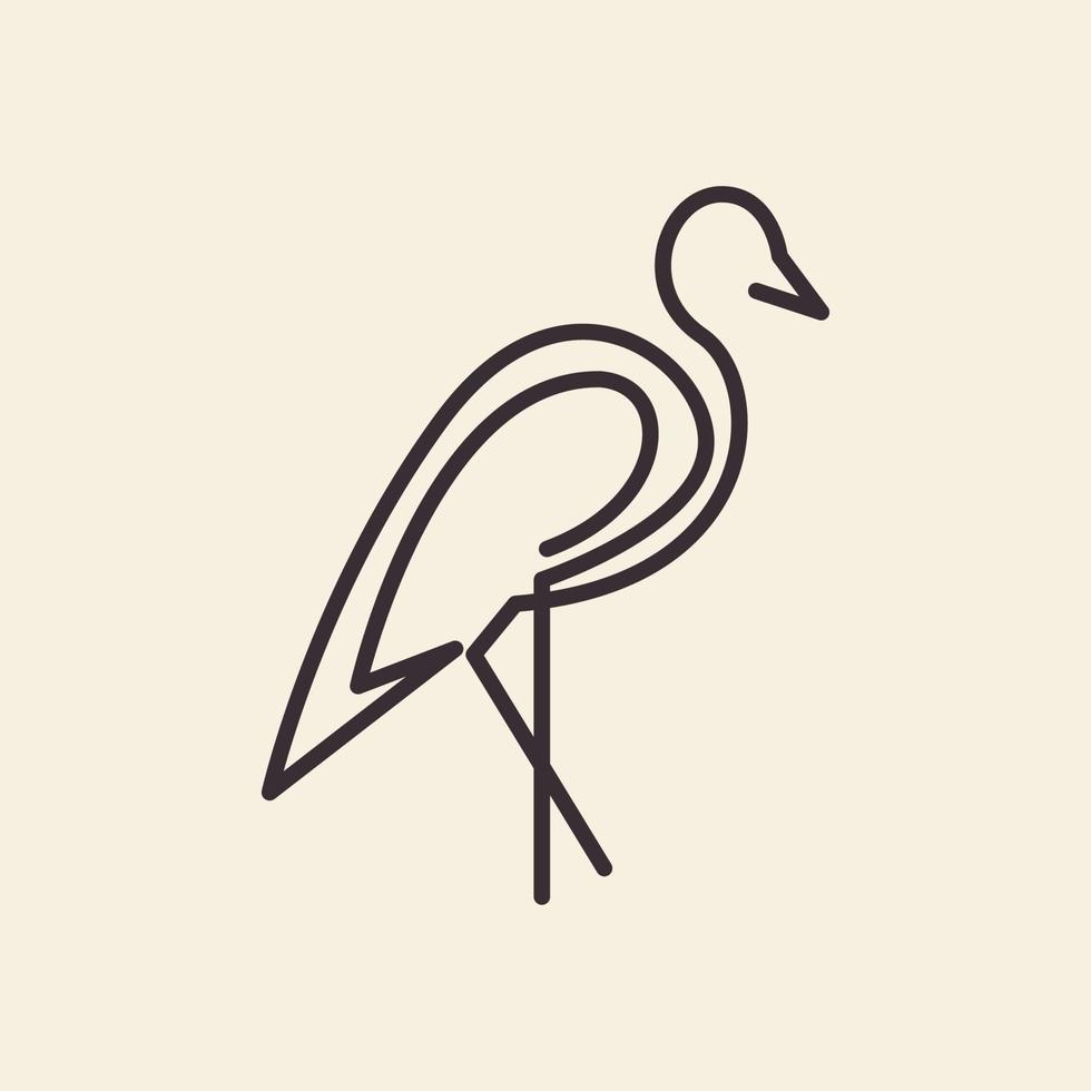 kontinuerlig linje fågel stork logotyp design vektor grafisk symbol ikon illustration kreativ idé