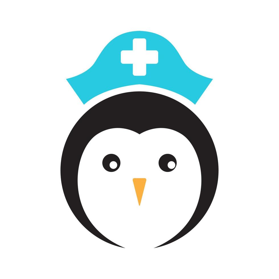 kleine pinguin niedliche krankenschwester logo design vektorgrafik symbol symbol illustration kreative idee vektor