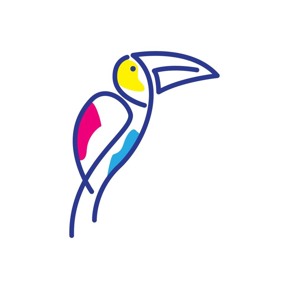 Linie Kunst abstrakt Vogel Tukan Logo Design Vektorgrafik Symbol Symbol Illustration kreative Idee vektor