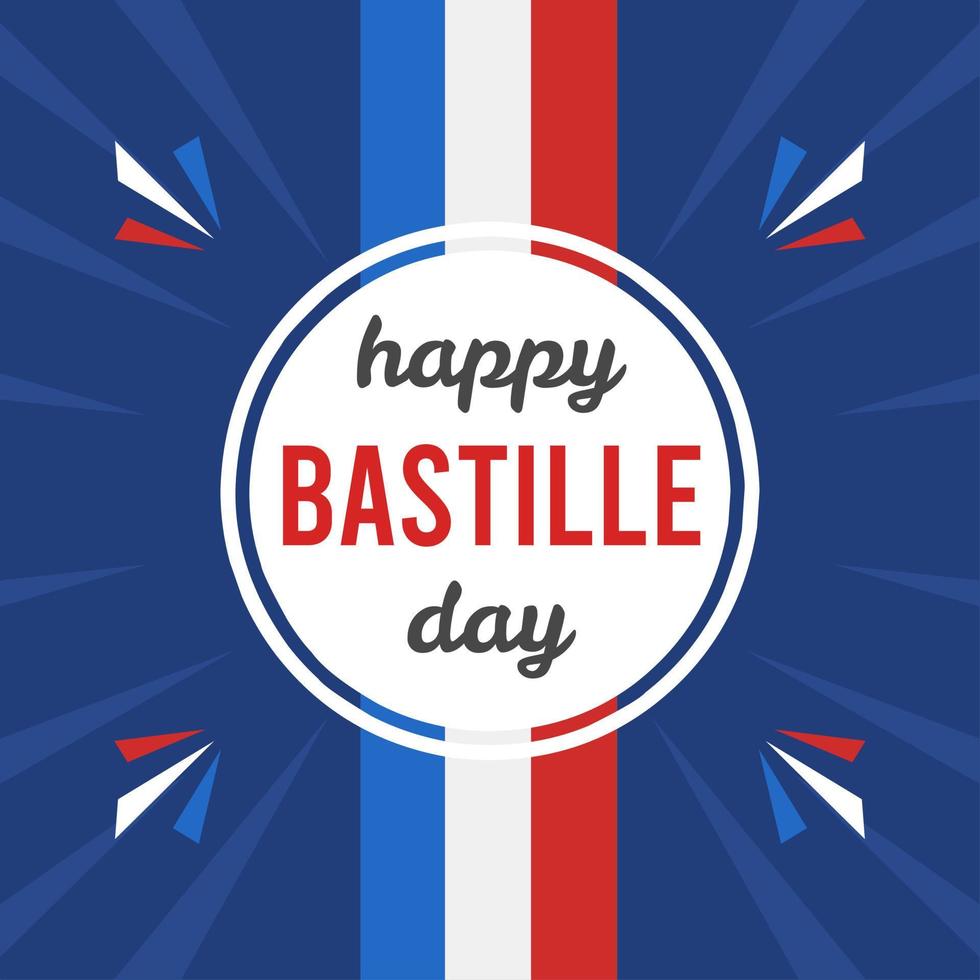 Happy Bastille Day-affisch med fransk flagga för inlägg på sociala medier, marknadsföring, reklam, reklam och försäljning på Bastilledagen den 14 juli vektor