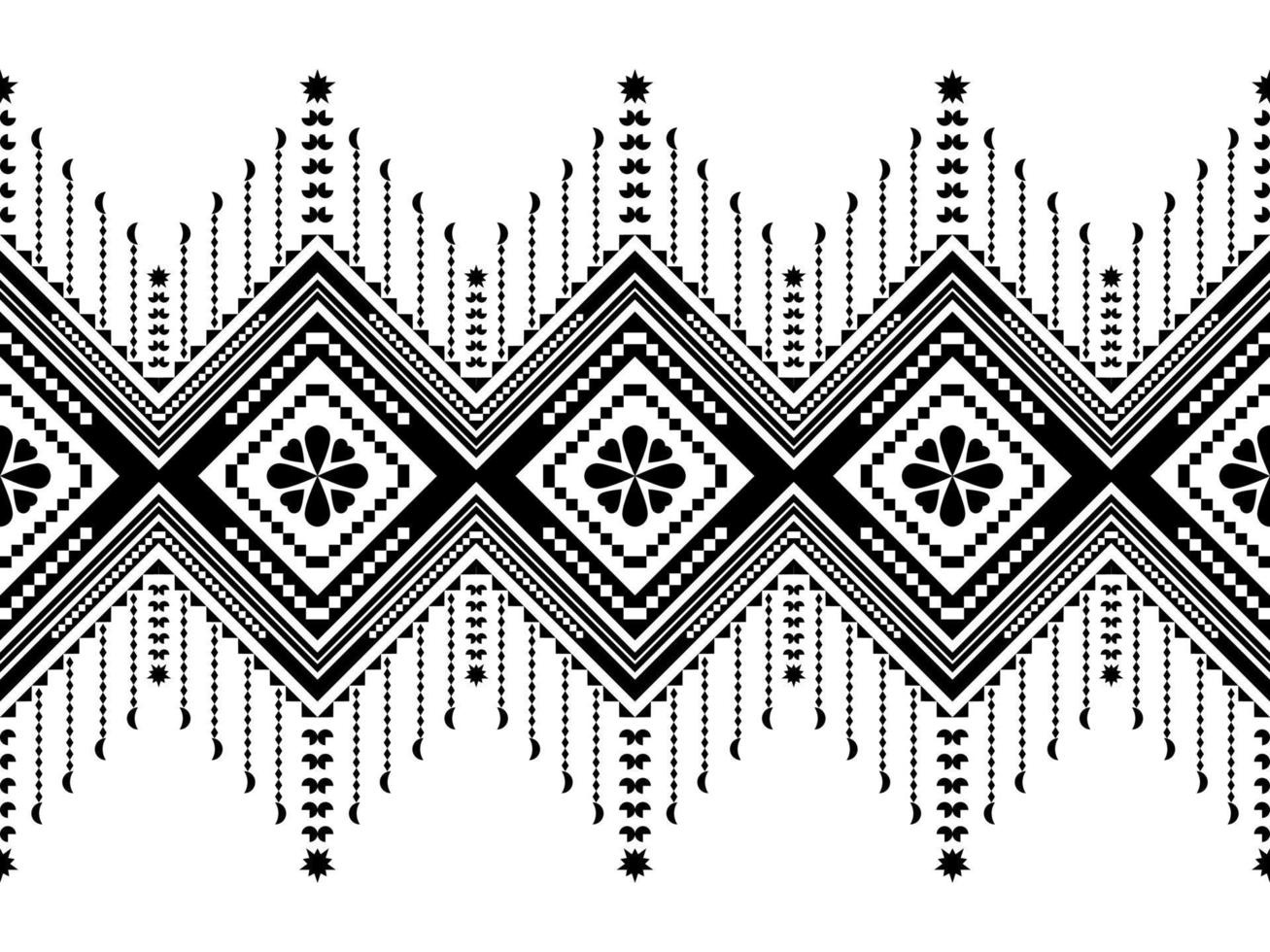 abstraktes ethnisches geometrisches musterdesign für hintergrund oder tapete.ethnisches geometrisches druckmusterdesign aztekische sich wiederholende hintergrundtextur in schwarz und weiß. Stoff, Stoffdesign, Verpackung vektor