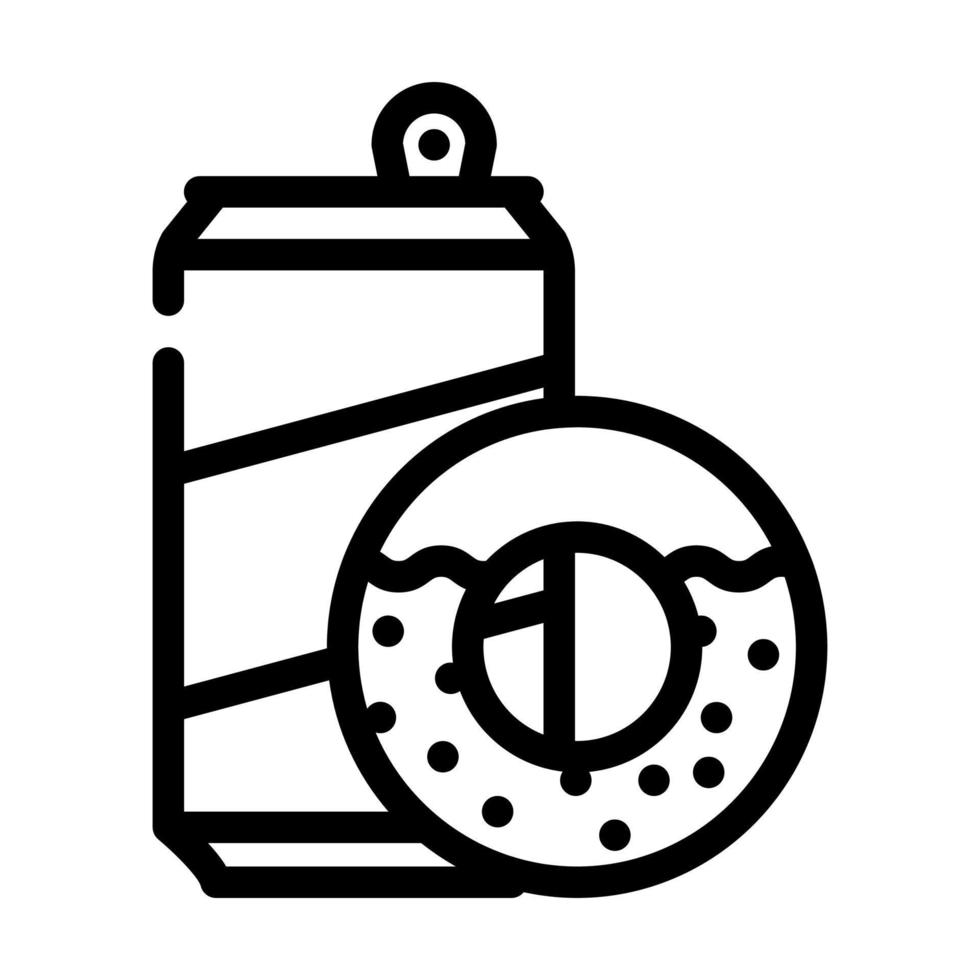 donuts snack und trinken flasche linie symbol vektor illustration