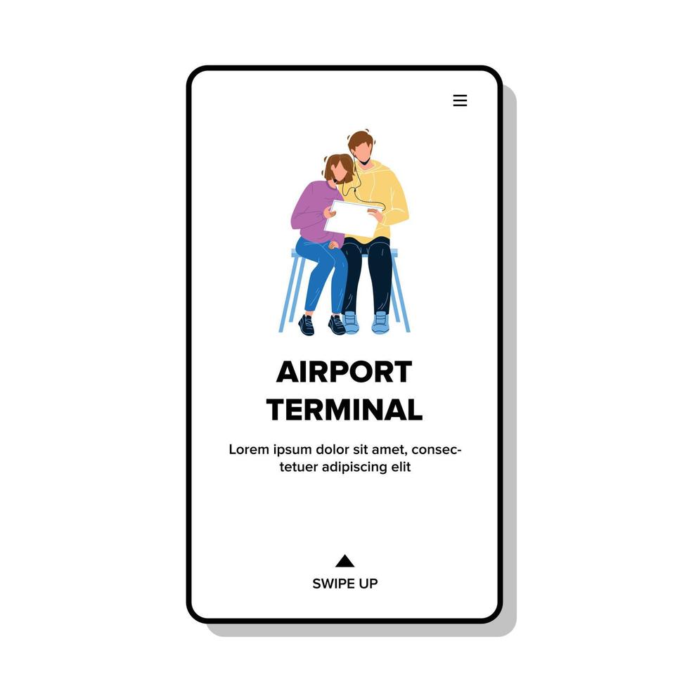 flygplatsterminal vänta flygplan passagerare vektorillustration vektor