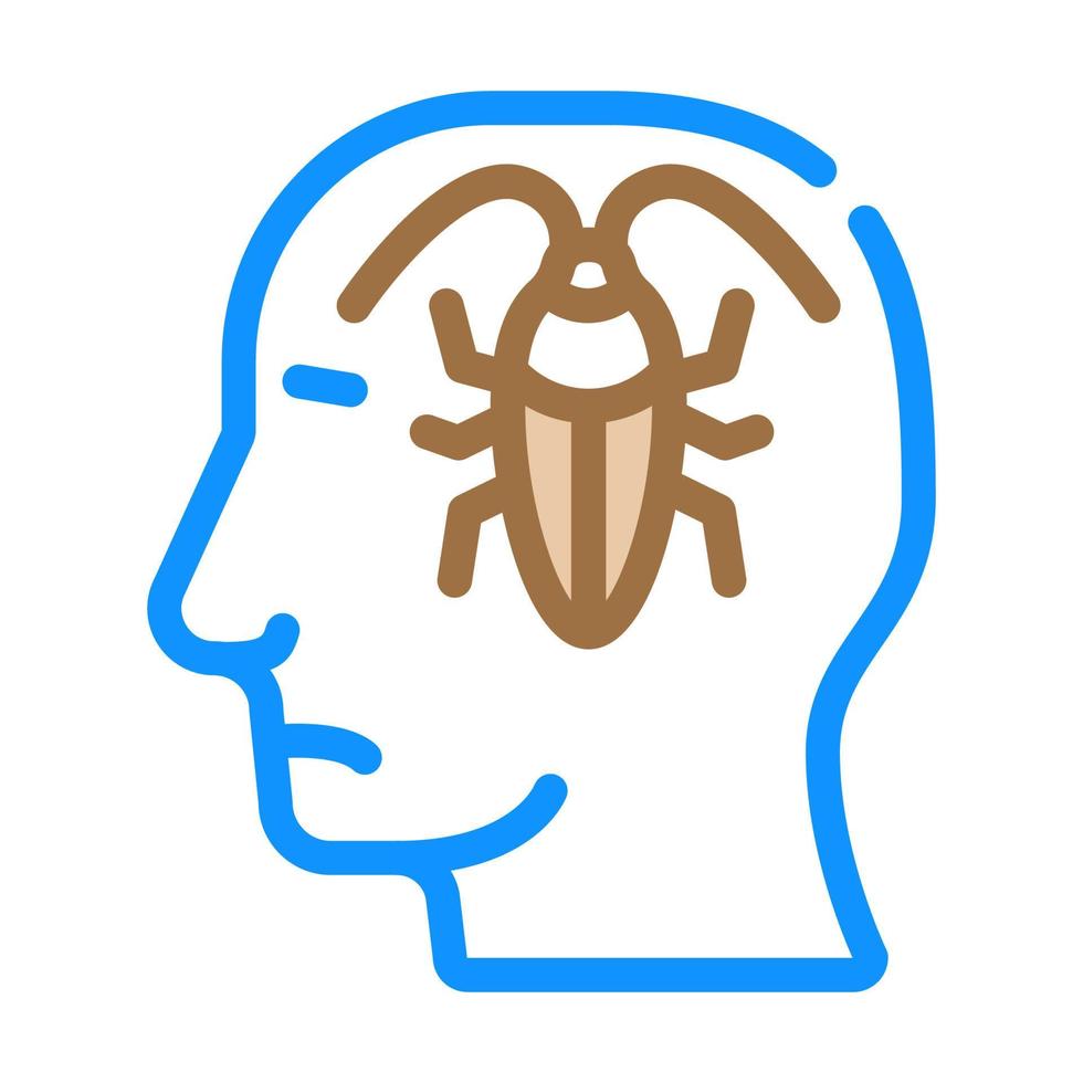 Kakerlaken im Kopf, Neurosenproblem Farbsymbol-Vektorillustration vektor