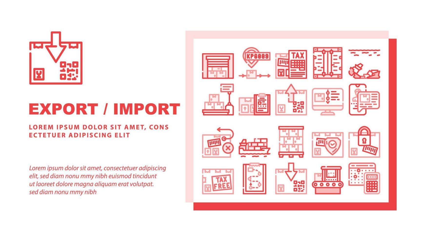 Exportieren und importieren Sie den Transportlandungskopfvektor vektor