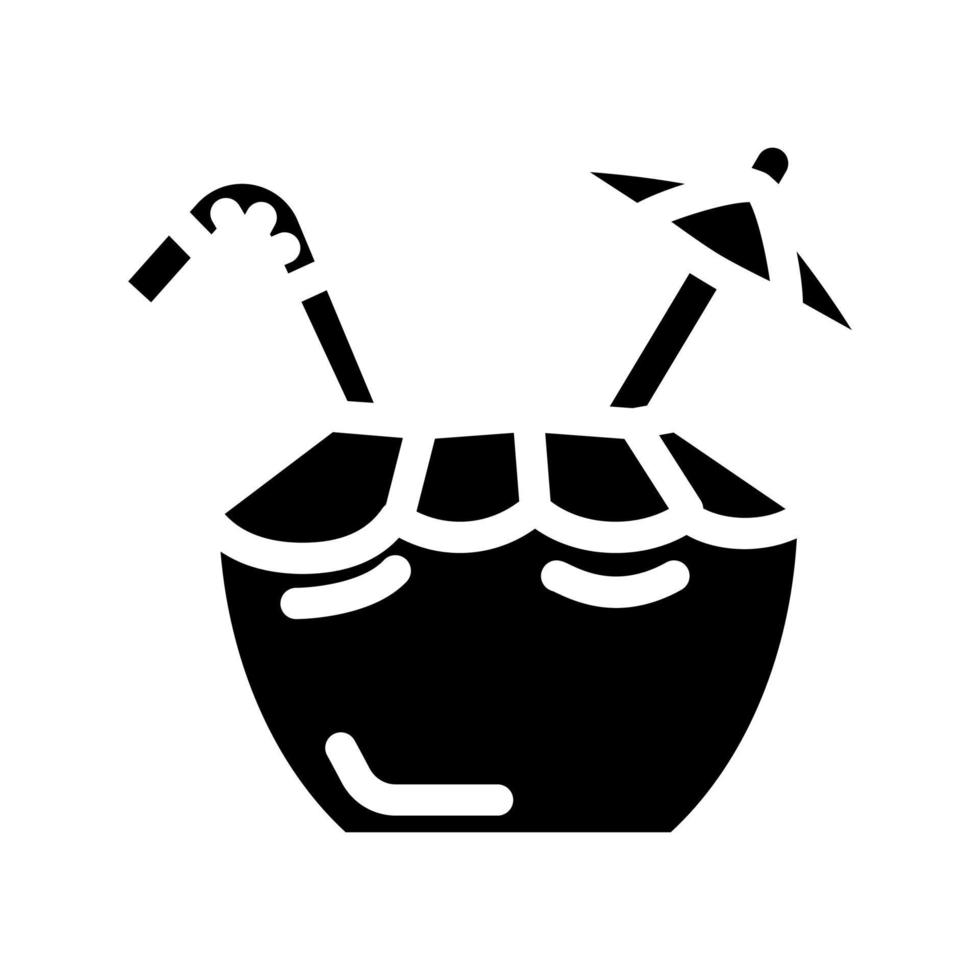 Kokosnuss-Cocktailgetränk Glyphen-Symbol-Vektor-Illustration vektor