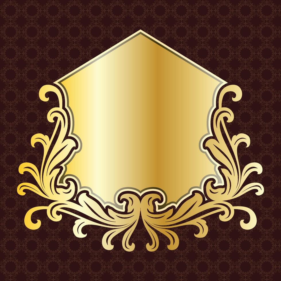 luxus königlicher dekorativer banneretikettenrahmen goldener blumenschmuck vektor