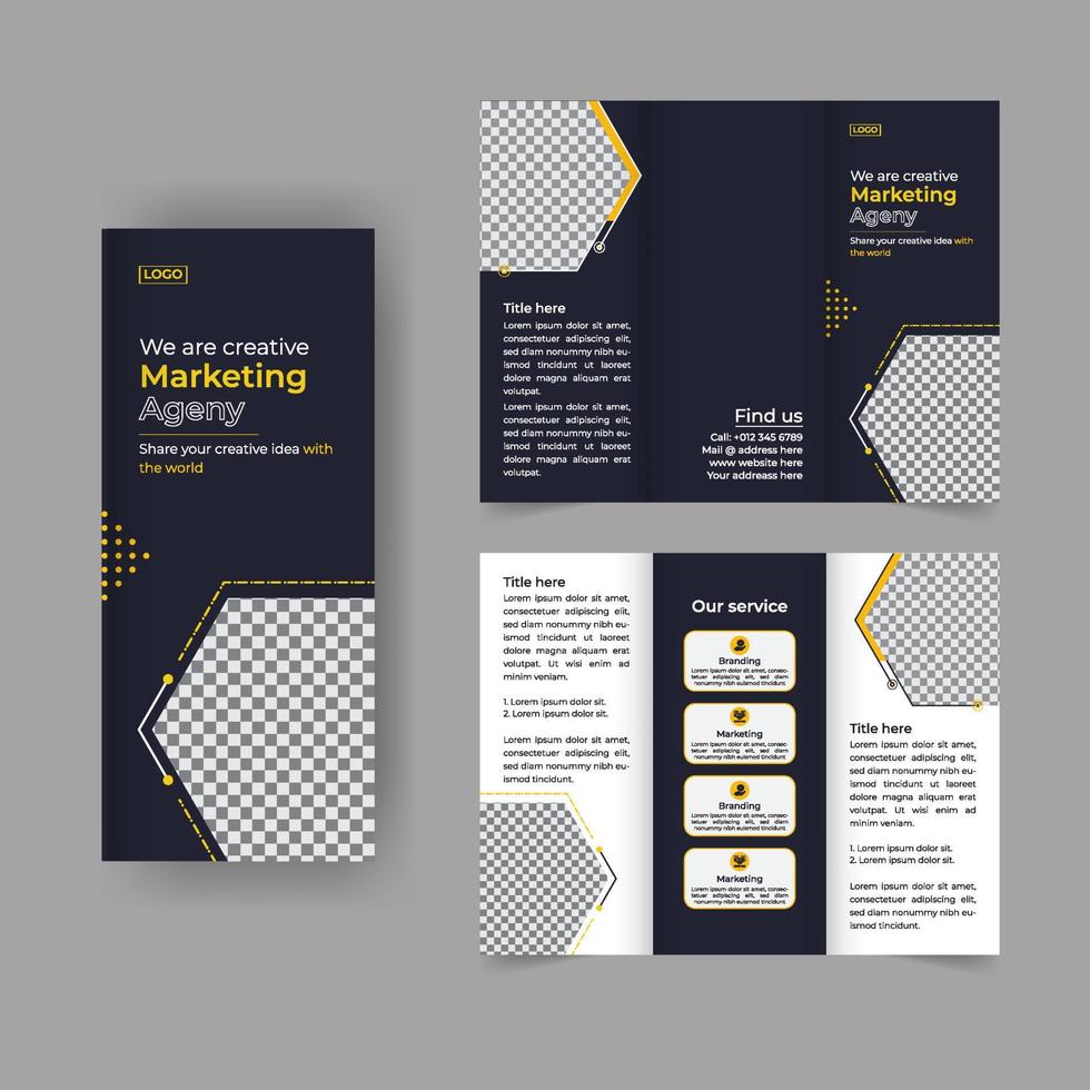 business trifold broschyr årsredovisningsomslag, digital marknadsföring trefaldigt företagsbroschyromslag eller flygbladsdesign. broschyr presentation. katalog med abstrakt geometrisk bakgrund. modern layout vektor