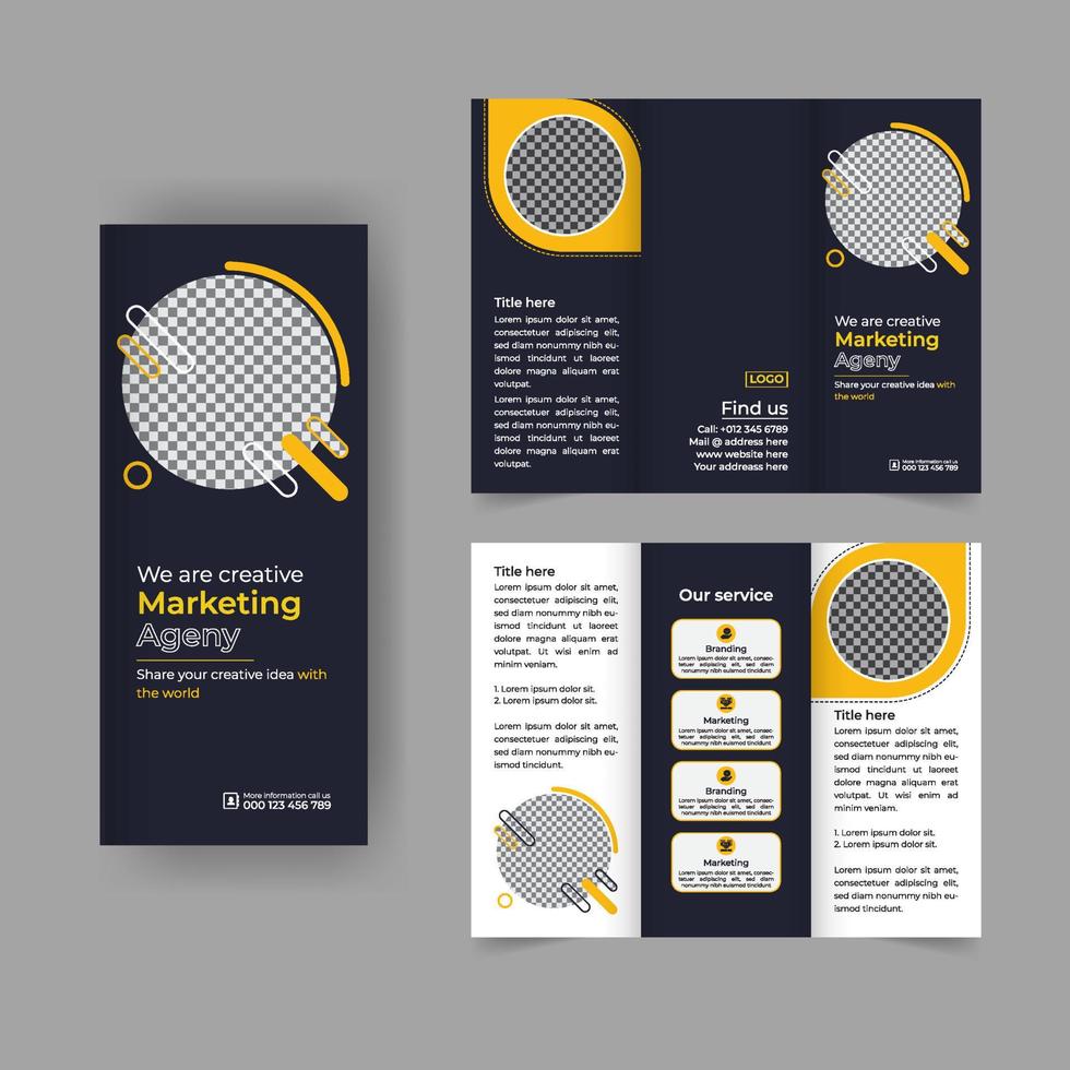 business trifold broschyr årsredovisningsomslag, digital marknadsföring trefaldigt företagsbroschyromslag eller flygbladsdesign. broschyr presentation. katalog med abstrakt geometrisk bakgrund. modern layout vektor