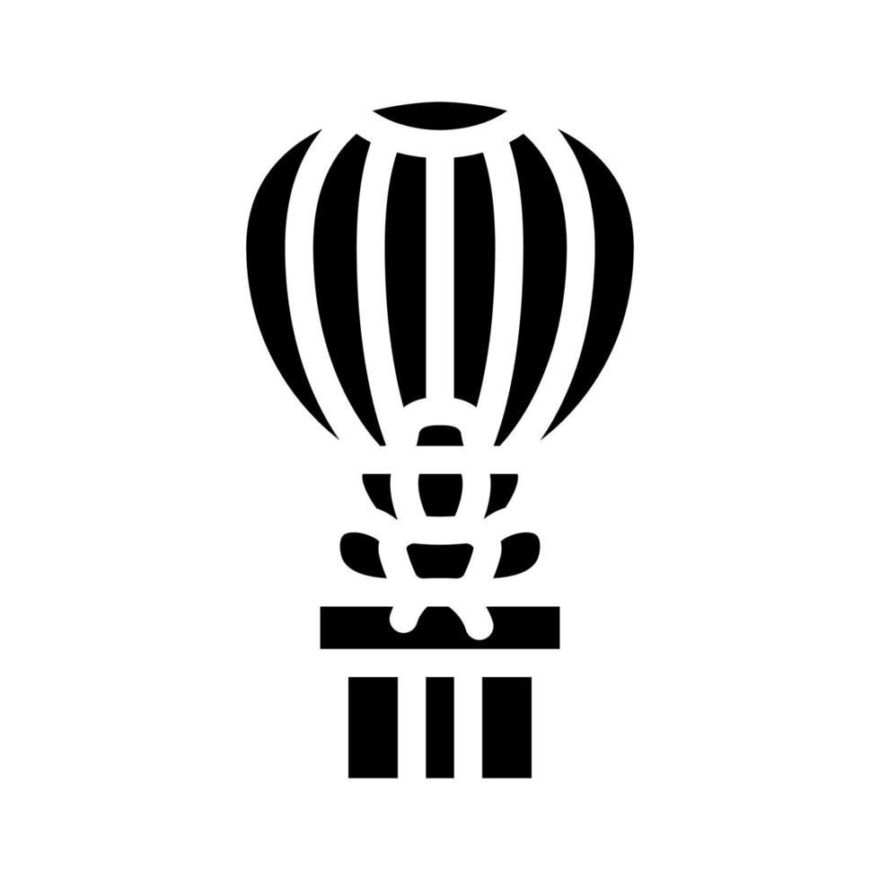 Luftballon fliegendes Geschenk Glyphe Symbol Vektor Illustration