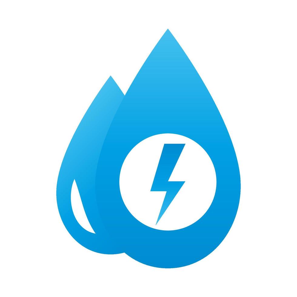 Wassertropfen mit Bolzensymbol. Symbol für Wasserkraft. erneuerbare Energie. Alternative saubere Energie vektor