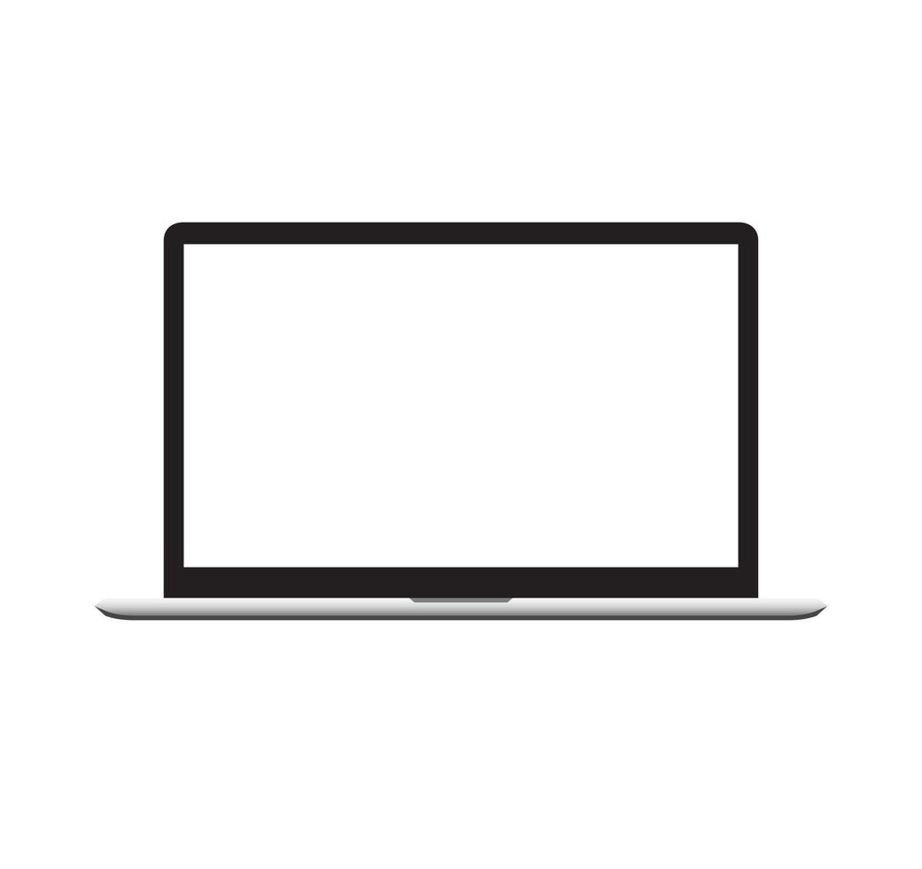 realistisk minimal silver laptop illustration blank skärm modern digital notebook mockup kontor företag presentation utrustning webb sociala medier visa upp platt ikon mall vektor