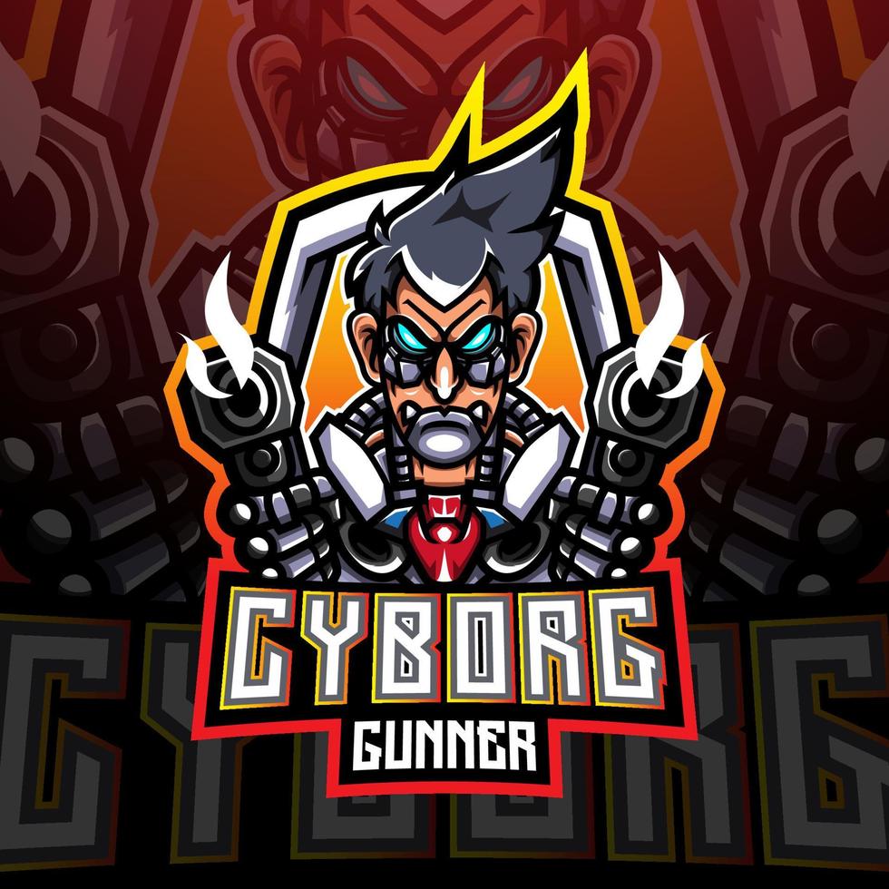 cyborg gunners esport maskot logo design vektor