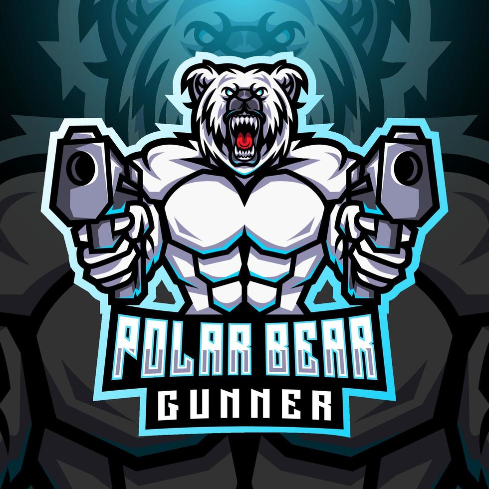 Eisbär-Schütze-Esport-Maskottchen-Logo vektor