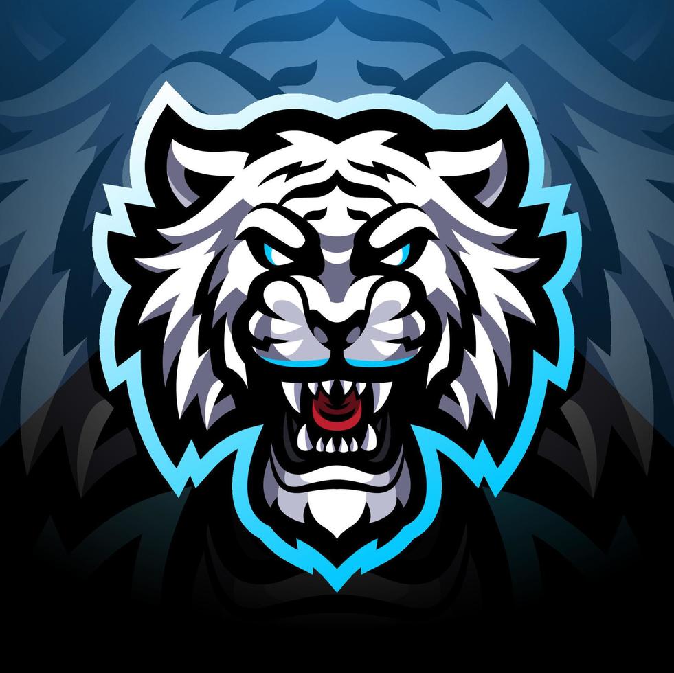 white tiger esport maskot logotyp vektor