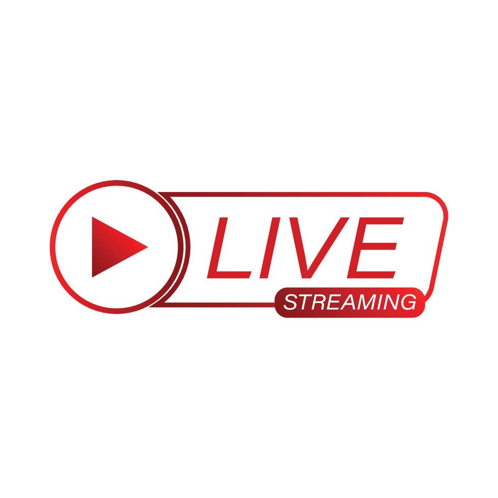 Live-Streaming-Icon-Design für das Broadcast-System. Live-Streaming-Symbol mit roter und weißer Metallic-Farbe. Live-Streaming-Vektordesign mit Schrifteffekt. Farbverlauf in Rot und Weiß. vektor