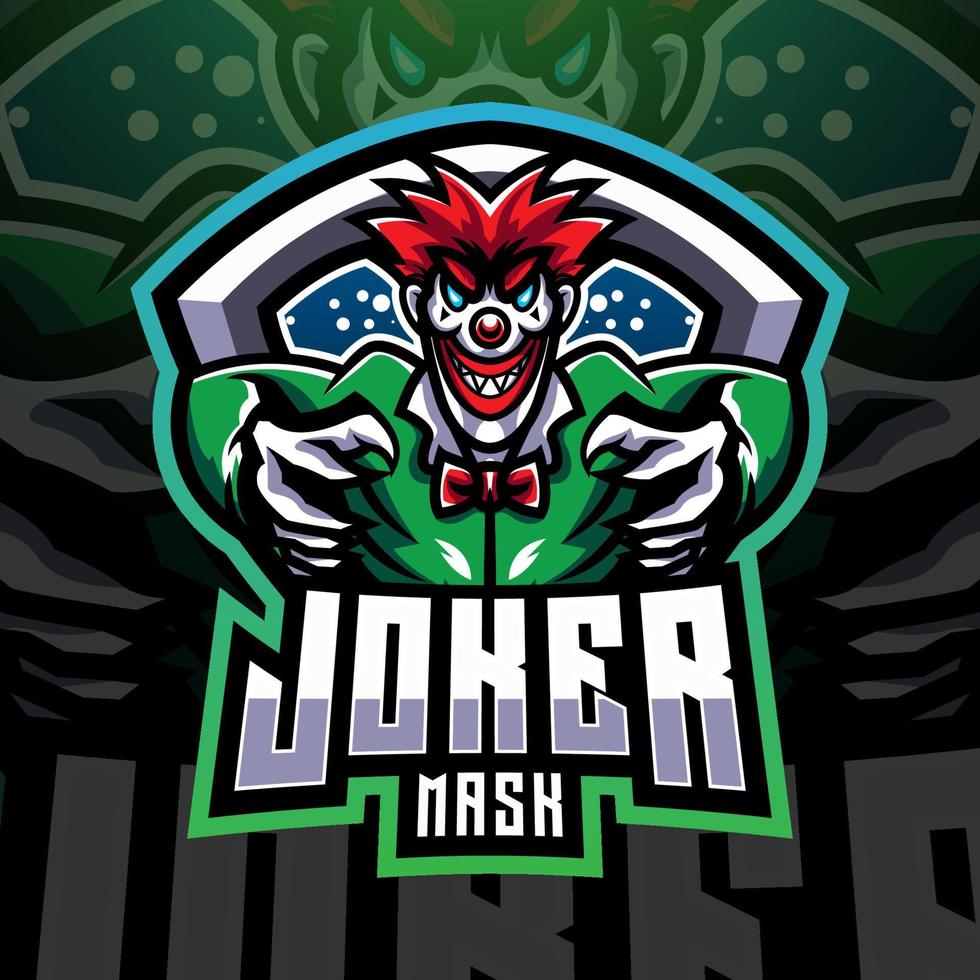 Joker-Masken-Esport-Maskottchen-Logo-Design vektor